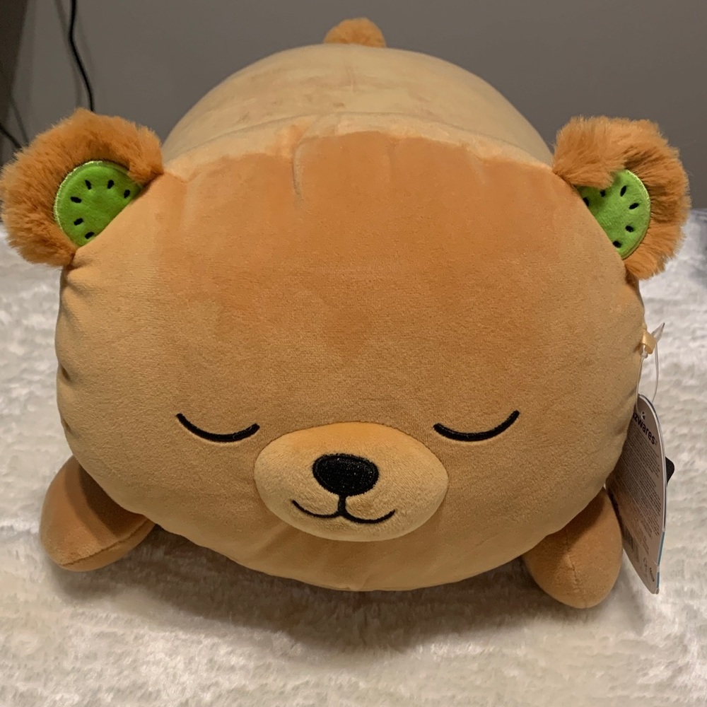 Squishmallows Mitchard Tan Bear with Green Ear Accents